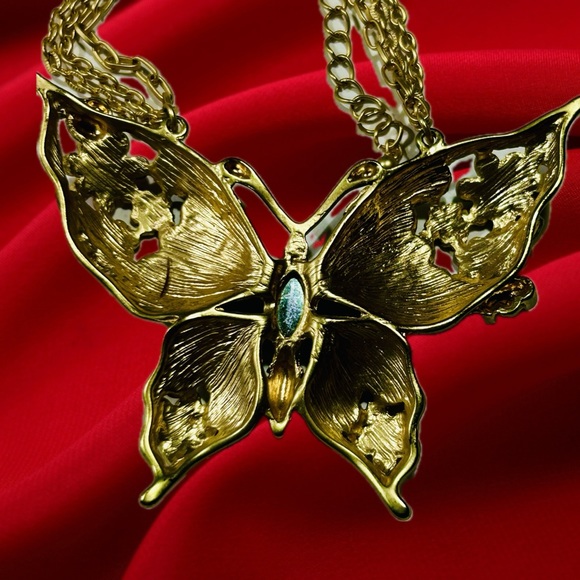 Butterfly Enamel Statement Necklace Large Pendant - Picture 4 of 10